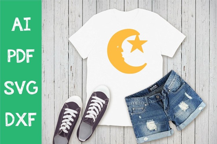 Moon SVG Design / Moon With Star Cut File