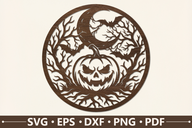 Moonlit Pumpkin Forest Halloween SVG Design