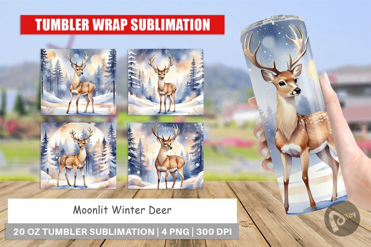 Tumbler Wrap Moonlit Winter Deer