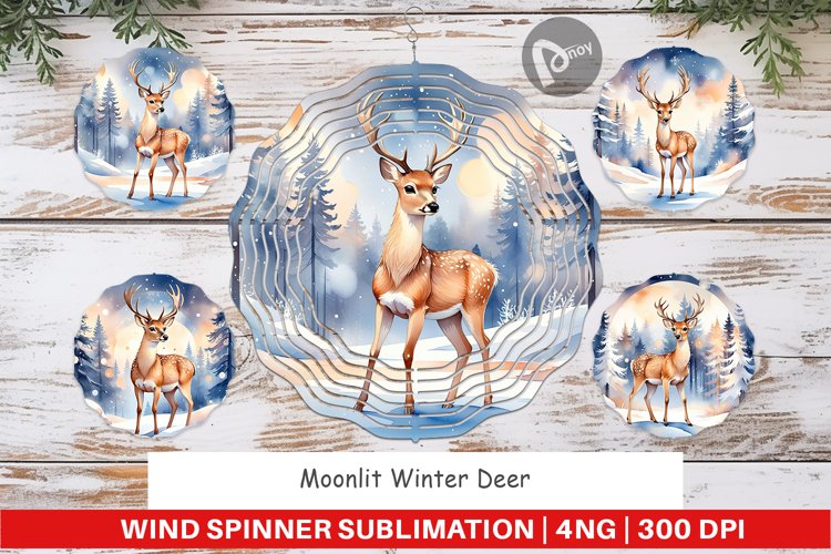 Wind Spinner Moonlit Winter Deer