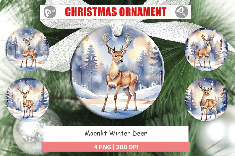 Christmas Ornaments Moonlit Winter Deer