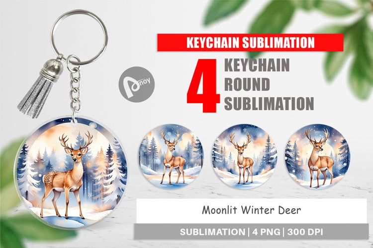Keychain Moonlit Winter Deer