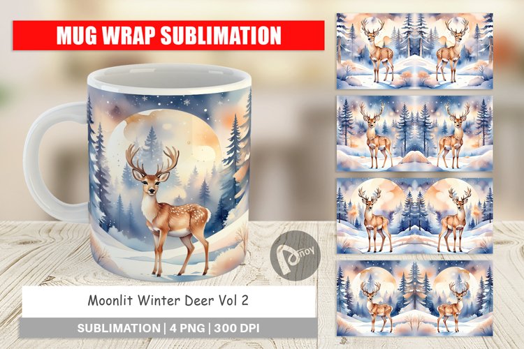 Mug Wrap Design Moonlit Winter Deer