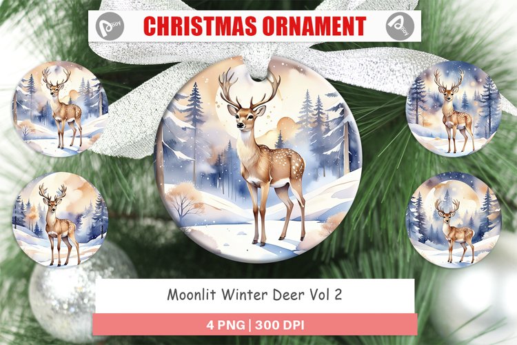 Christmas Ornaments Moonlit Winter Deer