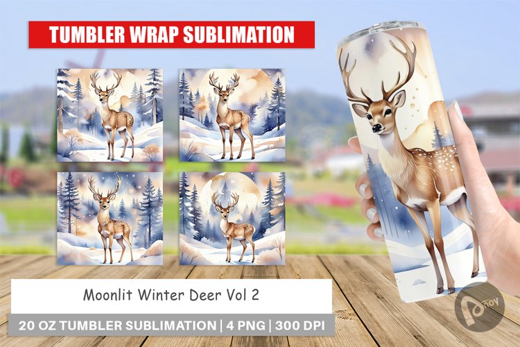 Tumbler Wrap Moonlit Winter Deer