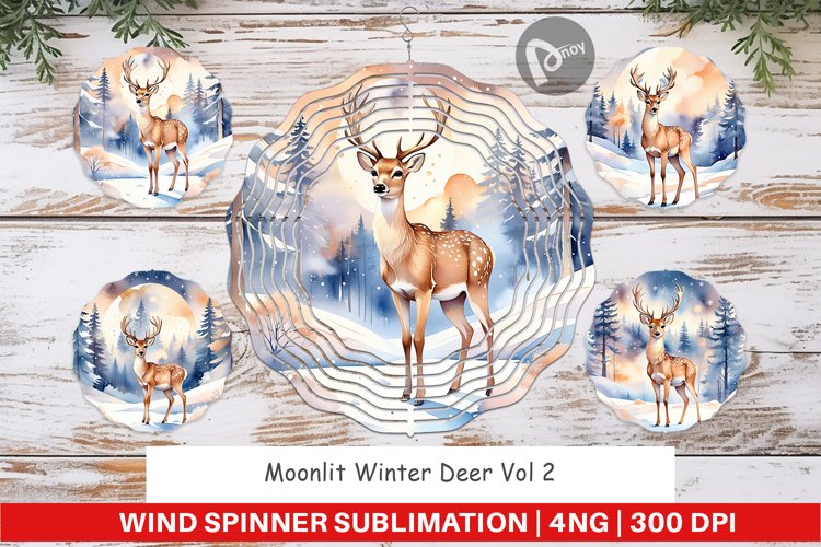 Wind Spinner Moonlit Winter Deer