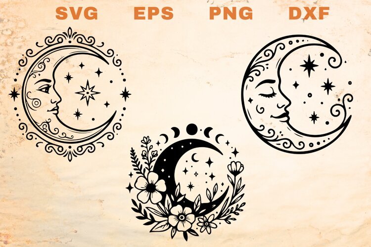 Floral Moons SVG example image 1