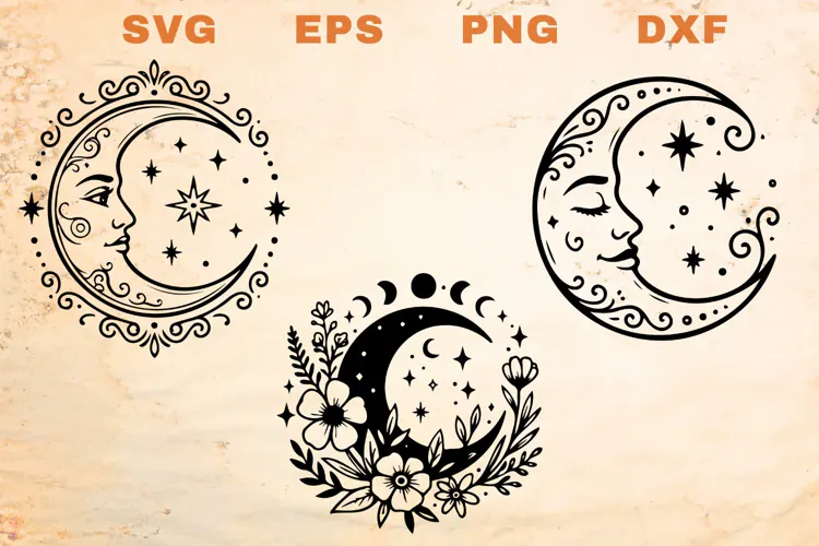 Floral Moons SVG