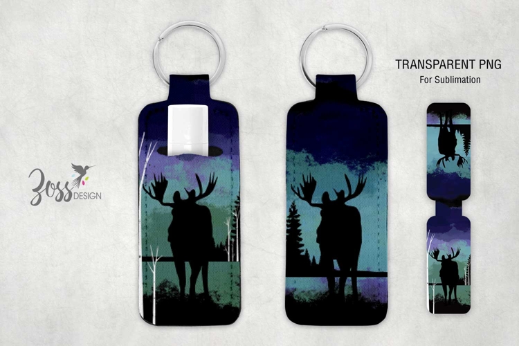 Moose Northern Lights Lip Balm Holder Sublimation Design