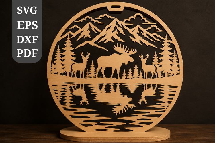 Moose Mountain Lake Round Sign SVG