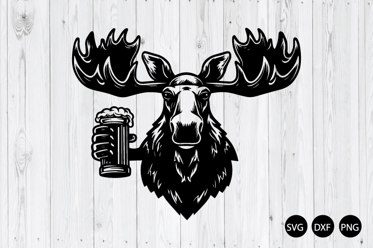 Moose Drinking Beer SVG, Drinking Moose SVG, Moose SVG