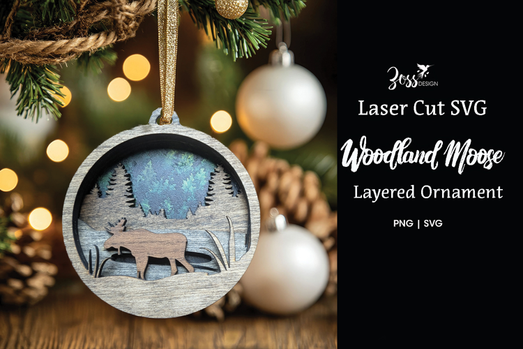 Layered Moose Christmas Ornament SVG File