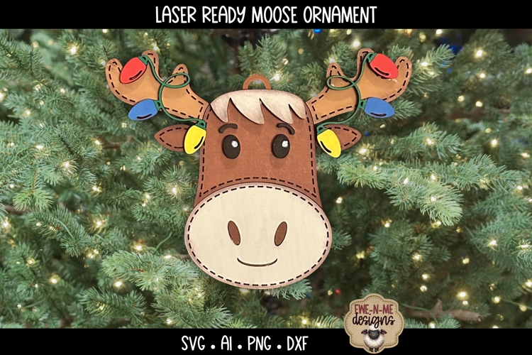 Moose Face Ornament Laser Ready SVG | Holiday Laser SVG