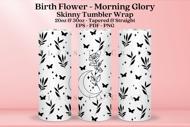 Morning Glory Birth Flower Skinny Tumbler Sublimation Wrap