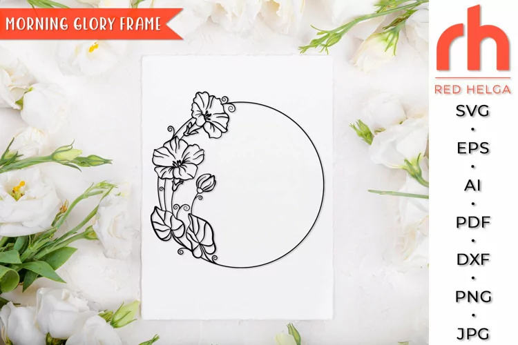 Morning Glory Frame SVG, Virgo Wreath Cut File, Monogram DXF