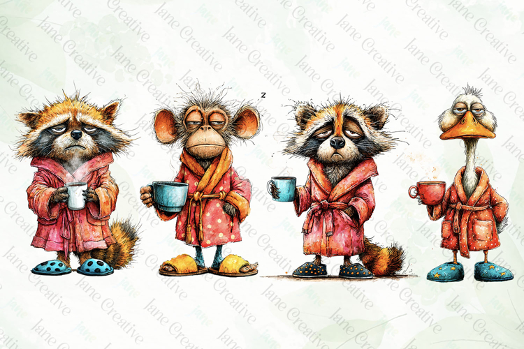 Morning Mood Animal And Coffee Clipart