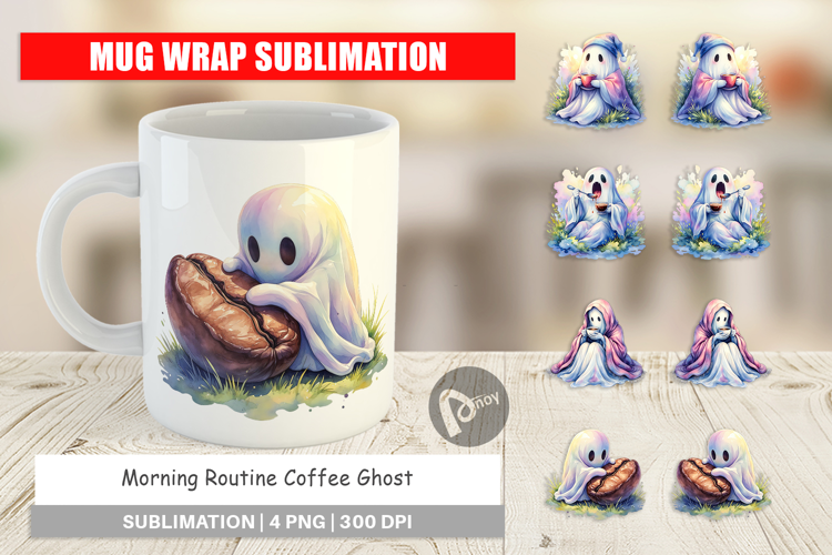 Morning Routine Coffee Ghost Mug Wrap