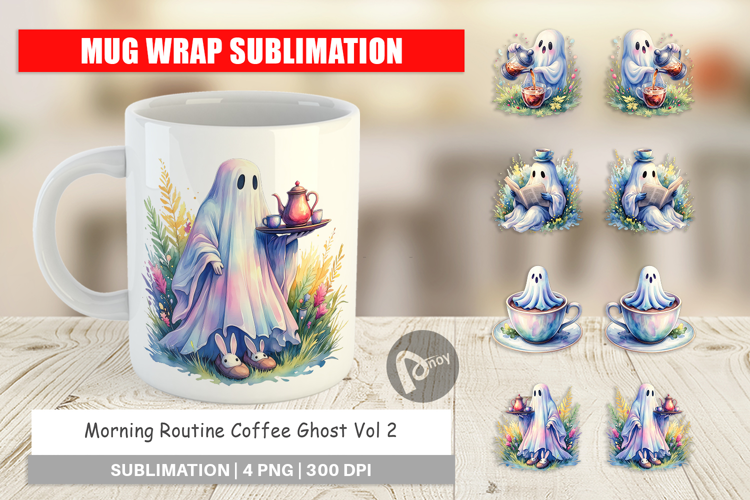 Morning Routine Coffee Ghost Mug Wrap