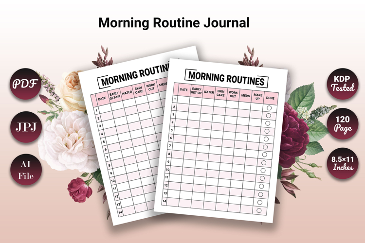 Morning Routine Tracker Self Care & Goal Setting Journal