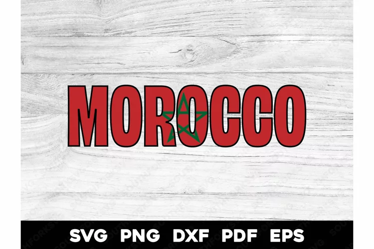 Morocco Moroccan Country Flag Name Design SVG PNG DXF EPS
