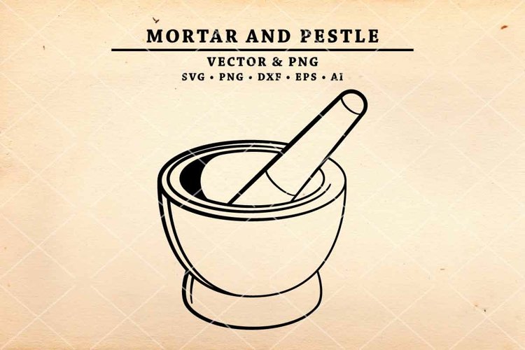 Mortar & Pestle in Vector SVG, PNG, DXF, EPS, AI Cut Files