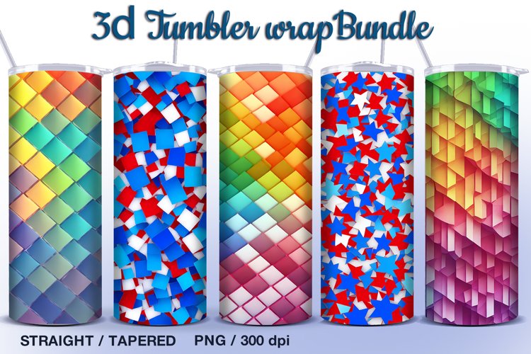 3d Mosaic 5 Tumbler Sublimations , 20 oz Tumbler Wraps