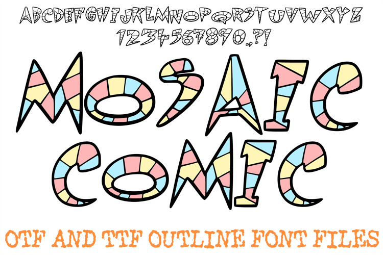 Mosaic Comic Alphabet Font Lettering ABC Cartoon OTF TTF