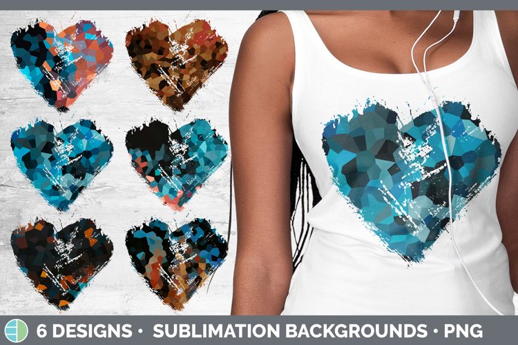 Mosaic Distressed Heart Clipart | Heart Sublimation