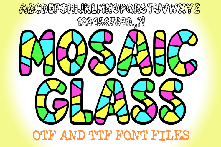 Mosaic Glass Lettering ABC Font Type Cartoon OTF