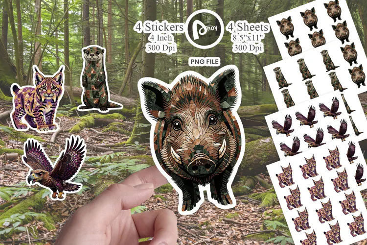 Terrazzo Wild Animals Sticker