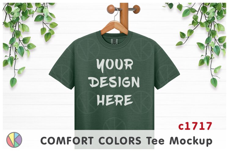 Moss Comfort Colors 1717 T-Shirt Mockup.