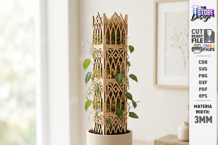Gothic Moss Pole Laser Cut | Modular Gothic Plant Trellis example image 1
