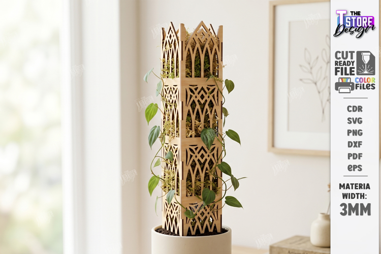 Gothic Moss Pole Laser Cut | Modular Gothic Plant Trellis