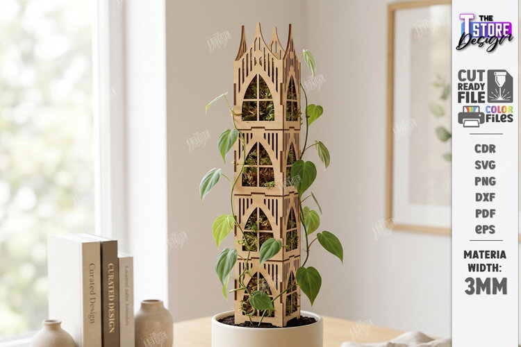 Gothic Moss Pole Laser Cut | Modular Gothic Plant Trellis example image 1