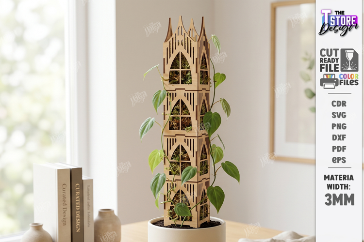 Gothic Moss Pole Laser Cut | Modular Gothic Plant Trellis