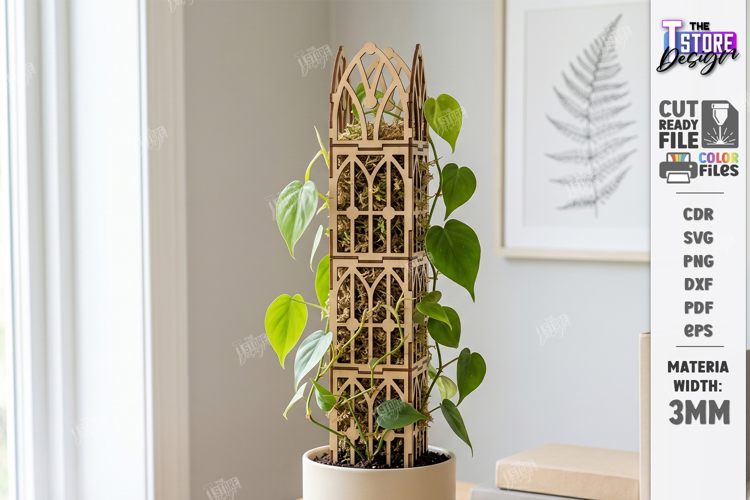Gothic Moss Pole Laser Cut | Modular Gothic Plant Trellis