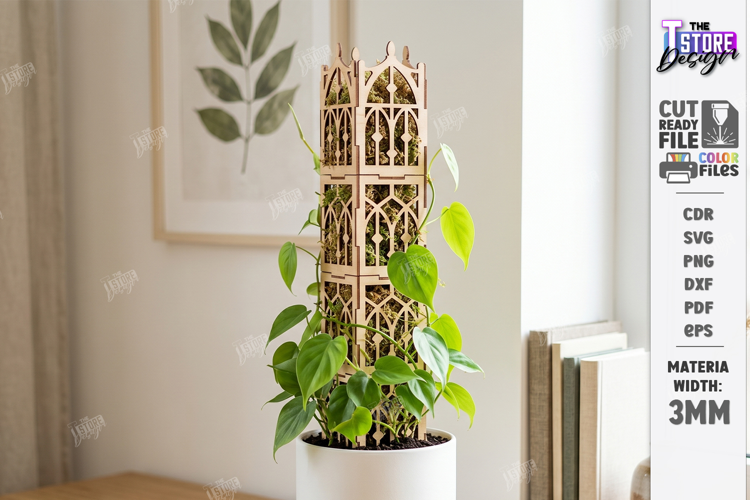 Gothic Moss Pole Laser Cut | Modular Gothic Plant Trellis