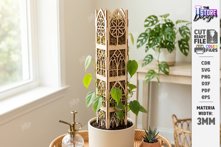 Gothic Moss Pole Laser Cut | Modular Gothic Plant Trellis