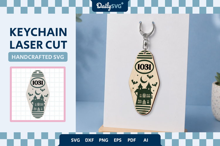 Haunted House Halloween Motel Keychain SVG