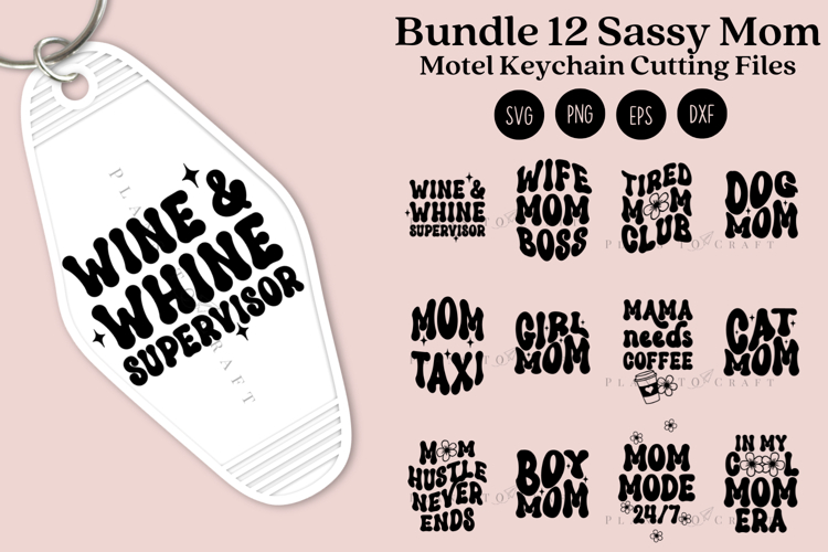 Bundle Motel Keychain SVG | Cute Mom Daughter Key Tag Design