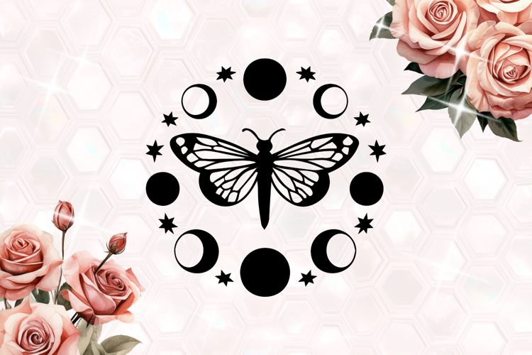 Moth and Moon Phases SVG