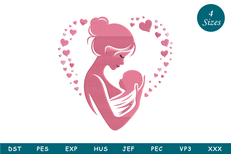 Mother And Baby-Mothers Day Special-Machine Embroidery