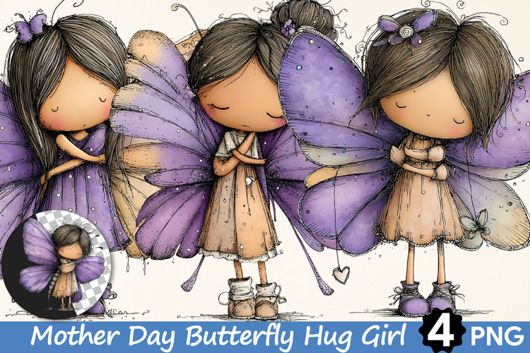 Mothers Day Butterfly Hug Girl