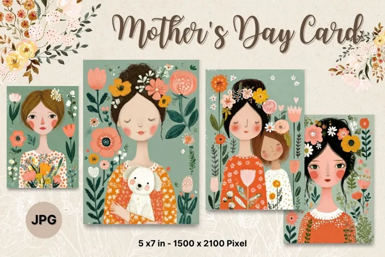 Mother's Day Card Happy MOM flower Printable Gift Card_1