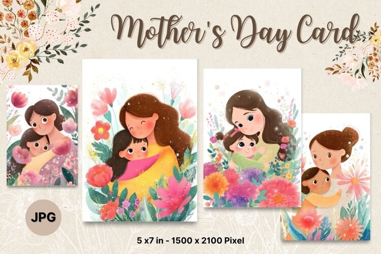 Mother's Day Card Happy MOM flower Printable Gift Card_3 example image 1