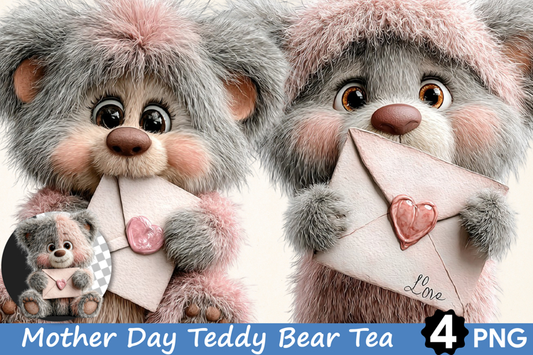 Mothers Day Whimsical Teddy Bear Letter