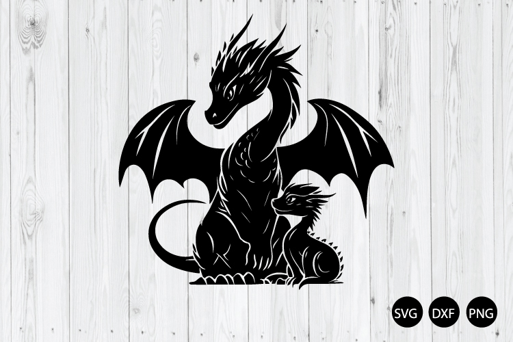 Mother Dragon And Baby Dragon SVG, Dragon SVG