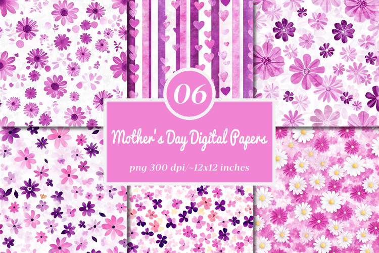 Mothers Day Digital Papers, Mom Paper