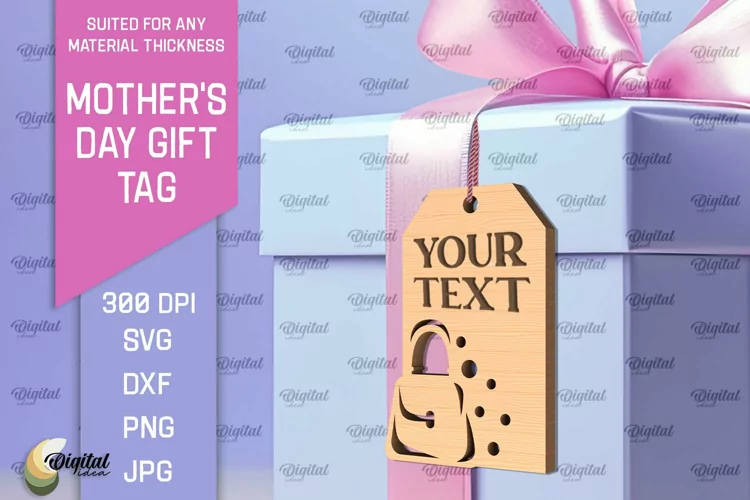 Mother's Day Gift Tag Laser Cut. Gift Hang Tag SVG
