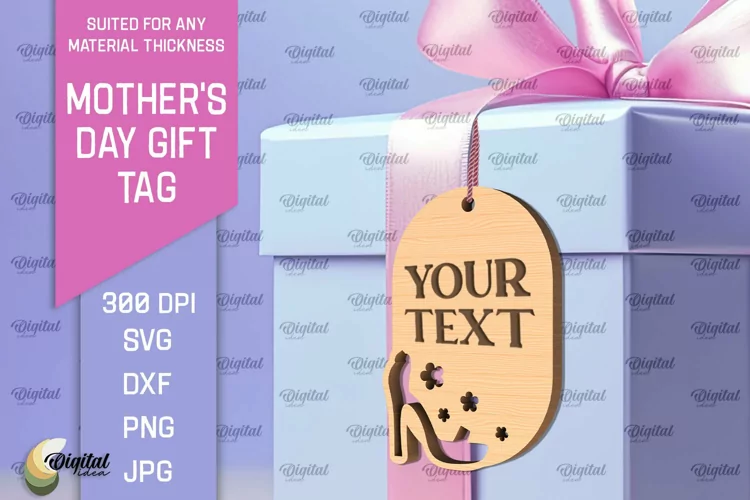 Mother's Day Gift Tag Laser Cut. Gift Hang Tag SVG